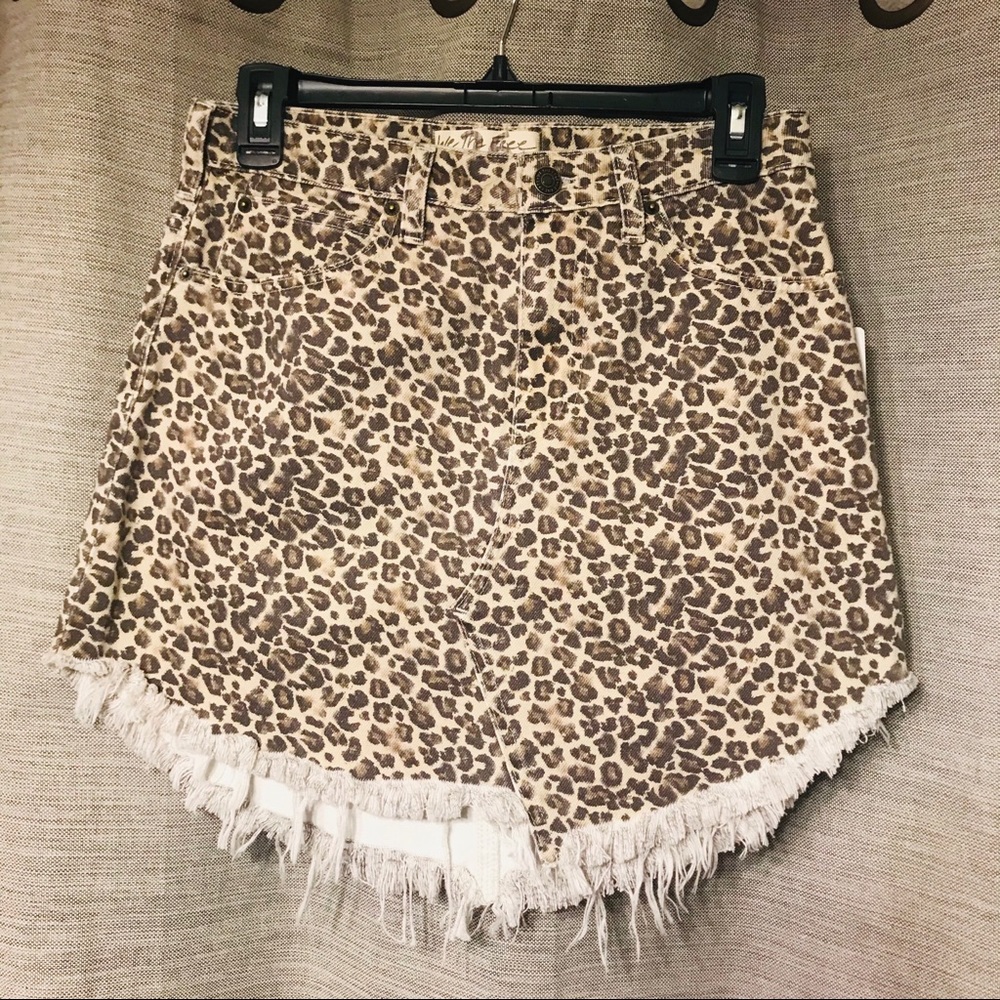 Free People Distressed Cheetah Skirt
